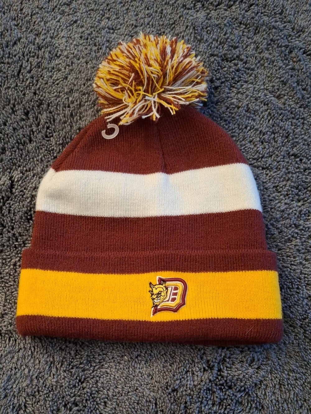 Arizona State Sun Devils Pom Pom Beanie Winter Hat in Maroon, White & Yellow